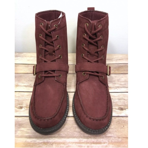 Polo Ralph Lauren Ranger Burgundy Suede Boots Bear - Picture 4 of 6